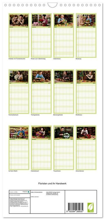 Produktbild: Familienplaner 2027 - Floristen und ihr Handwerk mit 5 Spalten (Wandkalender, 21 x 45 cm) CALVENDO