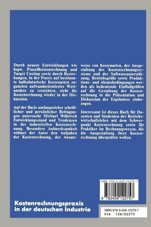 Produktbild: Kostenrechnungspraxis in der deutschen Industrie