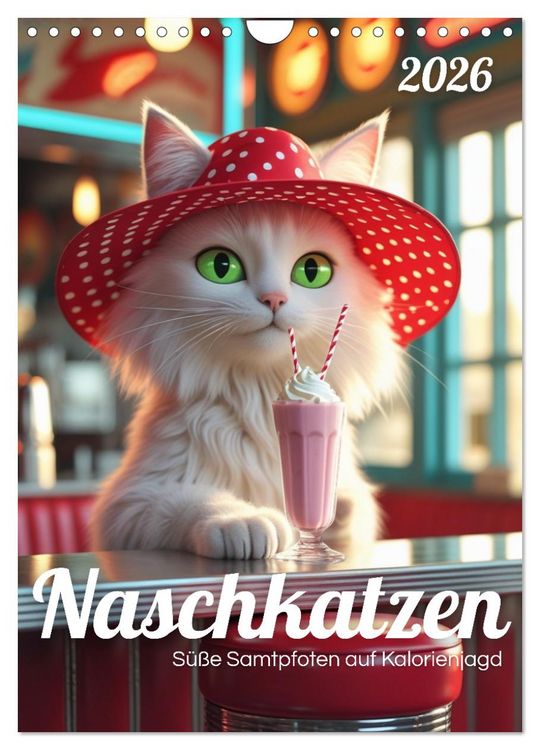 Produktbild: Naschkatzen &ndash; S&uuml;&szlig;e Samtpfoten auf Kalorienjagd (Wandkalender 2026 DIN A4 hoch), CALVENDO Monatskalender