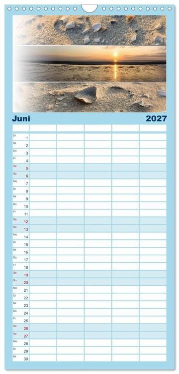 Produktbild: Familienplaner 2027 - K&uuml;stenstreifen an der Nordsee mit 5 Spalten (Wandkalender, 21 x 45 cm) CALVENDO