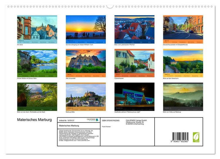 Produktbild: Malerisches Marburg (Wandkalender 2026 DIN A2 quer), CALVENDO Monatskalender