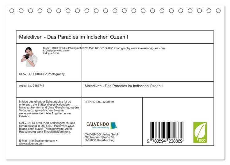 Produktbild: Malediven - Das Paradies im Indischen Ozean I (Tischkalender 2027 DIN A5 quer), CALVENDO Monatskalender
