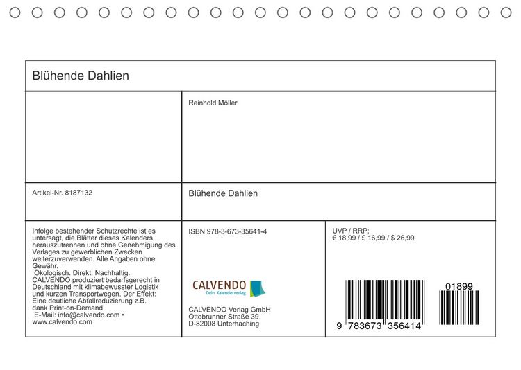 Produktbild: Bl&uuml;hende Dahlien (Tischkalender 2022 DIN A5 quer)