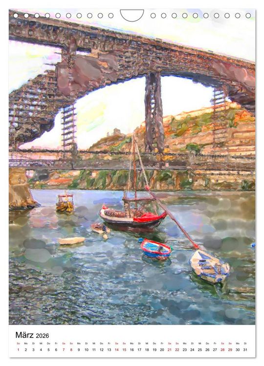 Produktbild: Porto - Stadtansichten in Aquarell (Wandkalender 2026 DIN A4 hoch), CALVENDO Monatskalender