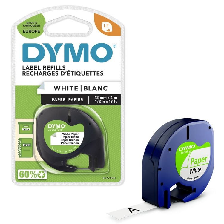 Produktbild: DYMO Beschriftungsband LetraTag Paper schwarz auf wei&szlig; Blister