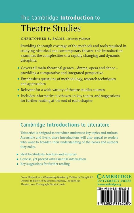 Produktbild: The Cambridge Introduction to Theatre Studies