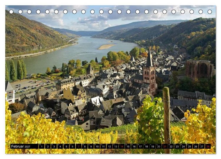 Produktbild: Der Rhein. Oberes Mittelrheintal von Bingen bis Koblenz (Tischkalender 2027 DIN A5 quer), CALVENDO Monatskalender