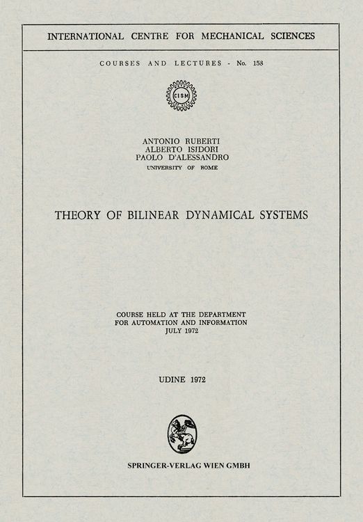Produktbild: Theory of Bilinear Dynamical Systems