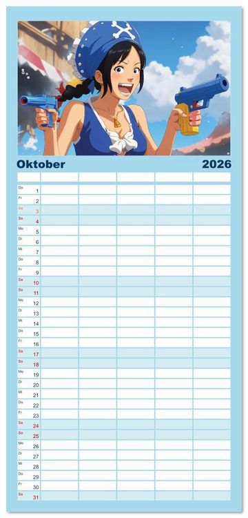 Produktbild: Familienplaner 2026 - Anime Piraten - Waifu Edition mit 5 Spalten (Wandkalender, 21 x 45 cm) CALVENDO