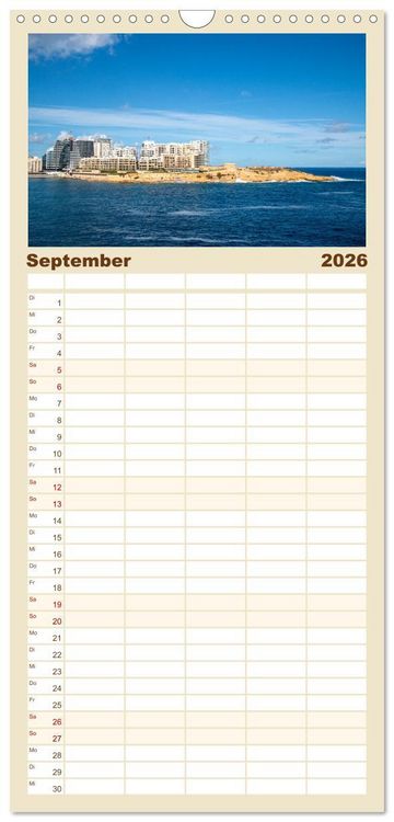 Produktbild: Familienplaner 2026 - Malta &ndash; Historisches Juwel im Mittelmeer mit 5 Spalten (Wandkalender, 21 x 45 cm) CALVENDO