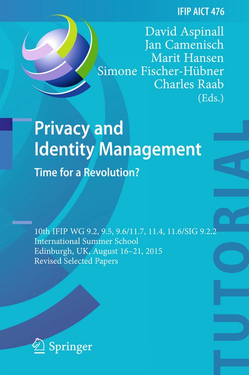 Produktbild: Privacy and Identity Management. Time for a Revolution?