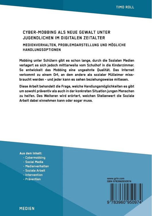 Produktbild: Cyber-Mobbing als neue Gewalt unter Jugendlichen im digitalen Zeitalter