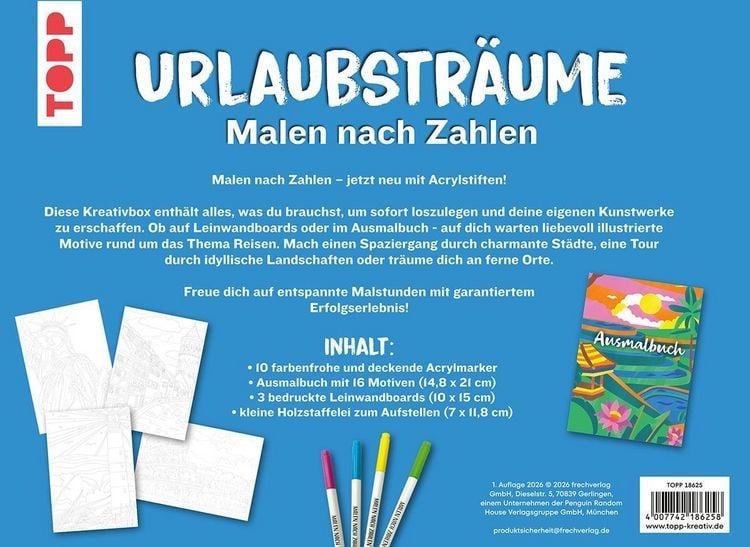 Produktbild: Die wunderbare Kreativbox Malen nach Zahlen - Urlaubstr&auml;ume