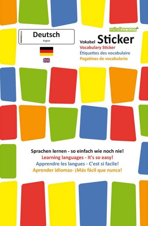 Produktbild: mindmemo Vokabel Sticker - Grundwortschatz Deutsch (DaF) / Englisch - 280 Vokabel Aufkleber f&uuml;r Kinder und Erwachsene