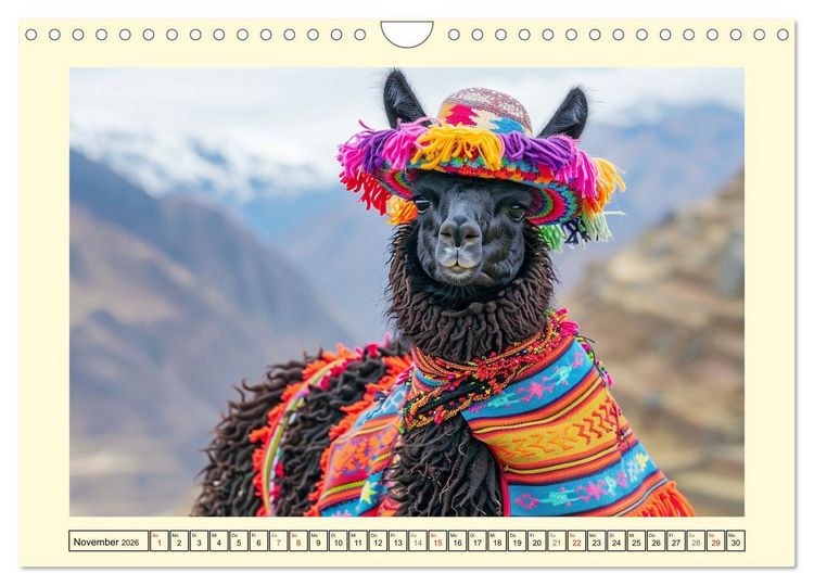 Produktbild: Lamas auf Tour. Perus flauschige Fashion-Ikonen (Wandkalender 2026 DIN A4 quer), CALVENDO Monatskalender