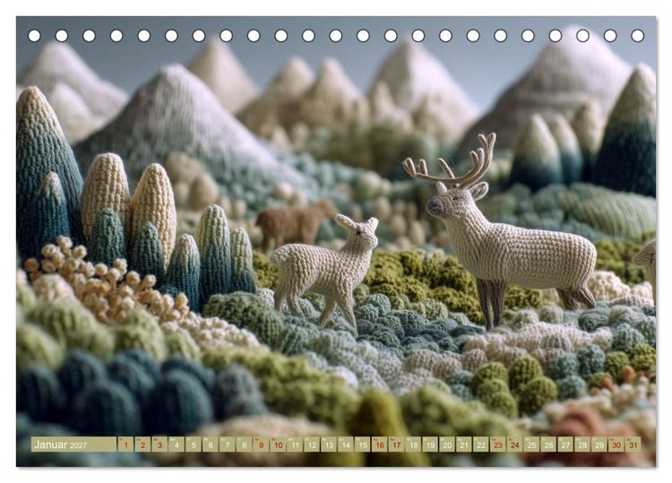 Produktbild: Textile Naturwelten. Amigurumi-&Ouml;kosysteme zZwischen Polarmeer und Savanne (Tischkalender 2027 DIN A5 quer), CALVENDO Monatskalender