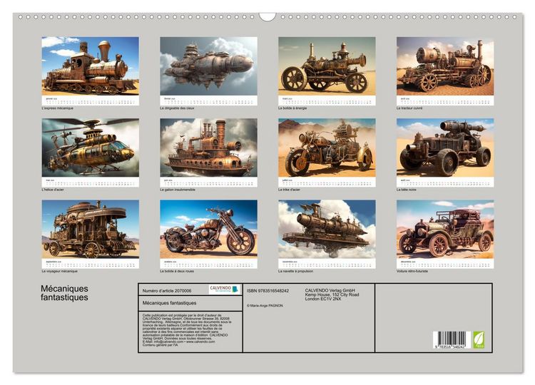 Produktbild: M&eacute;caniques fantastiques (Calendrier mural 2026 DIN A2 vertical), CALVENDO calendrier mensuel