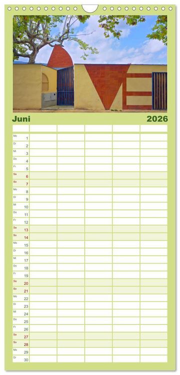 Produktbild: Familienplaner 2026 - Besal&uacute; und Banyolas mit 5 Spalten (Wandkalender, 21 x 45 cm) CALVENDO