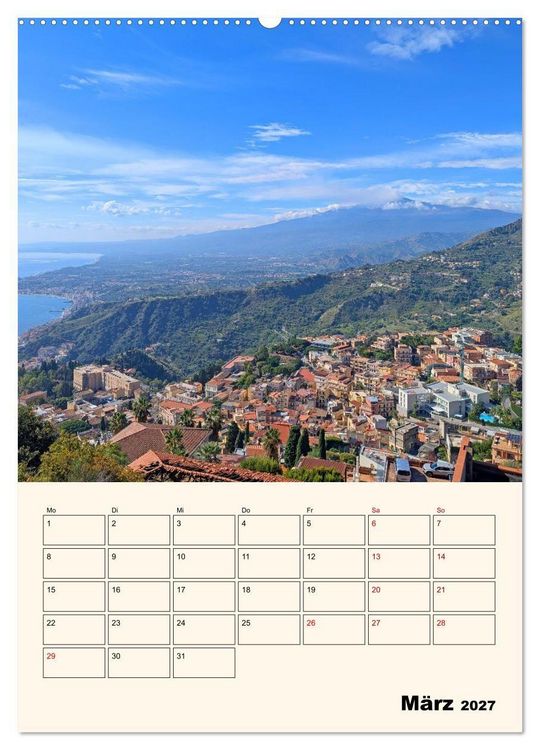 Produktbild: Taormina - &Auml;tna, Meer und antike Steine (Wandkalender 2027 DIN A2 hoch), CALVENDO Monatskalender