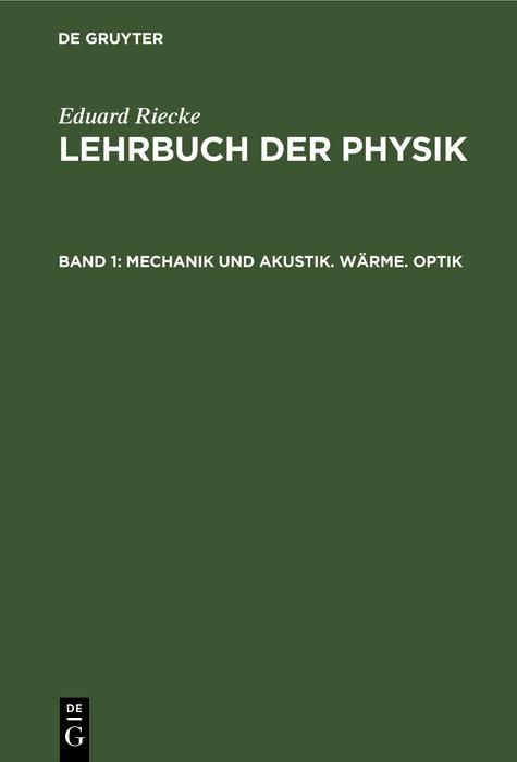 Produktbild: Mechanik und Akustik. W&auml;rme. Optik