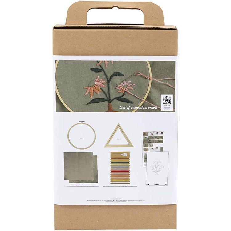 Produktbild: Creativ Company DIY Sets Sticken & Nadelstanzen Kreativ Set Sticken, Staubgr&uuml;n, Stickrahmen, Kreativ Box