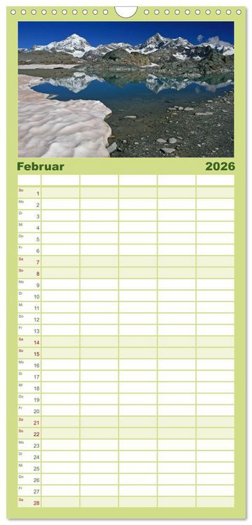 Produktbild: Familienplaner 2026 - Zauber der Berge. Die Schweizer Alpen mit 5 Spalten (Wandkalender, 21 x 45 cm) CALVENDO