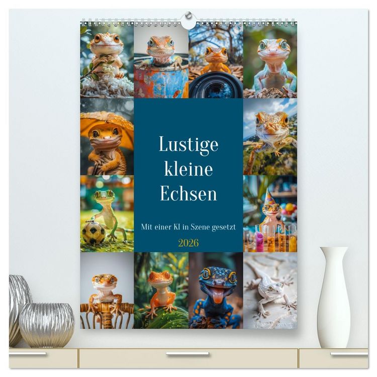 Produktbild: Lustige kleine Echsen (hochwertiger Premium Wandkalender 2026 DIN A2 hoch), Kunstdruck in Hochglanz