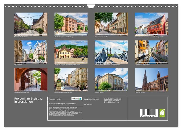 Produktbild: Freiburg im Breisgau Impressionen (Wandkalender 2026 DIN A3 quer), CALVENDO Monatskalender
