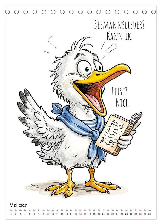 Produktbild: Freche K&uuml;sten‑M&ouml;wen - Lustiger maritimer Cartoon‑Kalender (Tischkalender 2027 DIN A5 hoch), CALVENDO Monatskalender