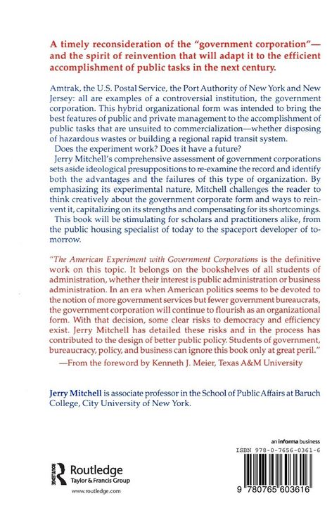 Produktbild: The American Experiment with Government Corporations