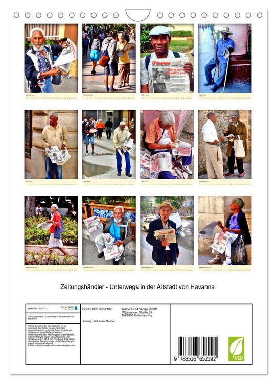 Produktbild: Zeitungsh&auml;ndler - Unterwegs in der Altstadt von Havanna (Wandkalender 2026 DIN A4 hoch), CALVENDO Monatskalender