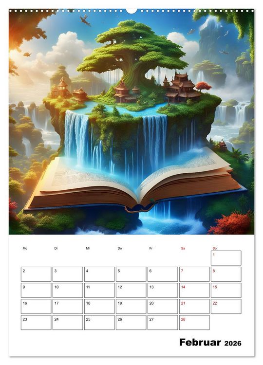 Produktbild: Magische surreale Buchwelten (Wandkalender 2026 DIN A2 hoch), CALVENDO Monatskalender
