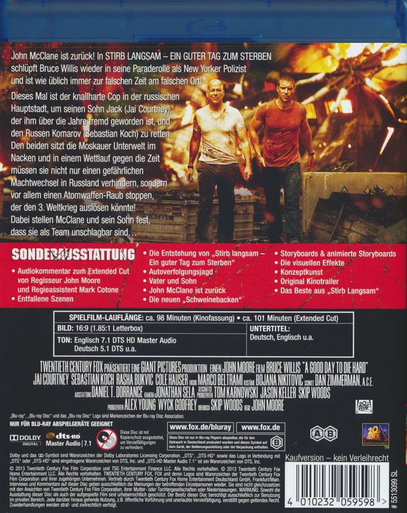 Stirb Langsam 5 - Ein guter Tag zum Sterben (Blu-ray) [Enthält Kinofassung + Extended Cut]