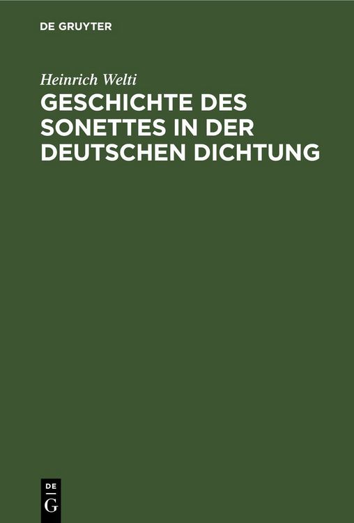 Produktbild: Geschichte des Sonettes in der Deutschen Dichtung