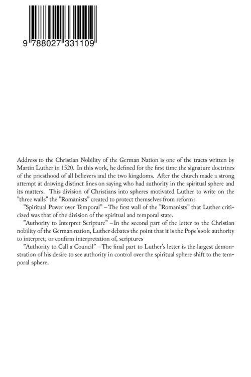 Produktbild: Address To the Christian Nobility of the German Nation