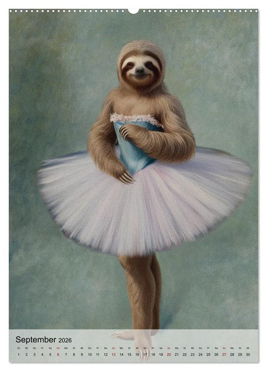 Produktbild: Sloth Art Originals ... eine faultierlangsame Reise durch die Kunstgeschichte (Wandkalender 2026 DIN A2 hoch), CALVENDO Monatskalender