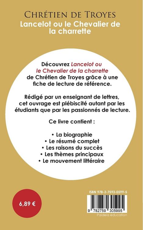 Produktbild: Fiche de lecture Lancelot ou le Chevalier de la charrette (&Eacute;tude int&eacute;grale)