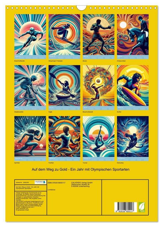 Produktbild: Auf dem Weg zu Gold - Ein Jahr mit Olympischen Sportarten (Wandkalender 2026 DIN A3 hoch), CALVENDO Monatskalender
