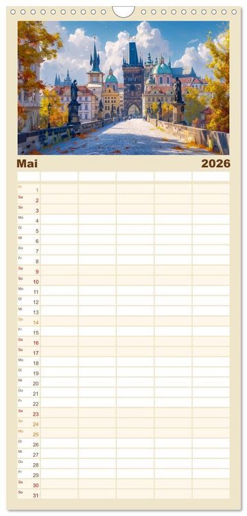 Produktbild: Familienplaner 2026 - Reisest&auml;dte Europas mit 5 Spalten (Wandkalender, 21 x 45 cm) CALVENDO