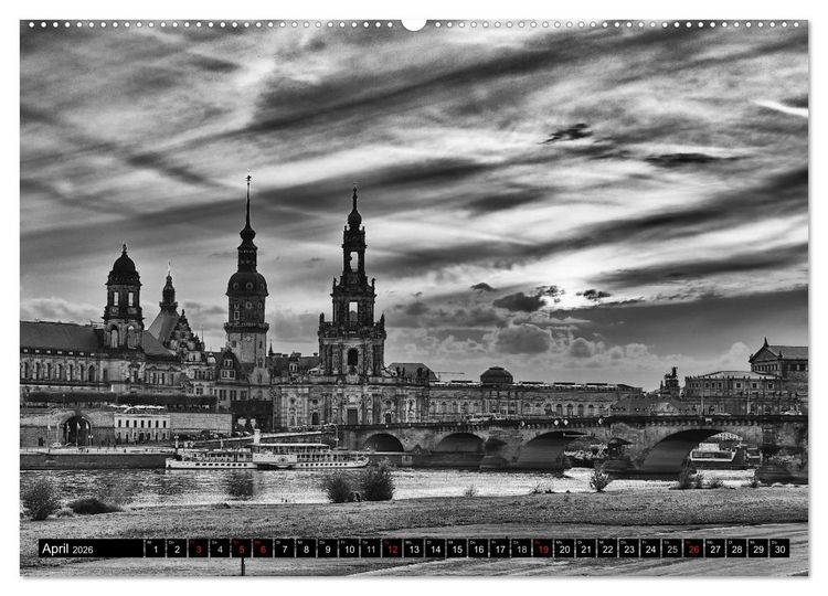 Produktbild: Dresden Faszination Schwarz Weiss (Wandkalender 2026 DIN A2 quer), CALVENDO Monatskalender