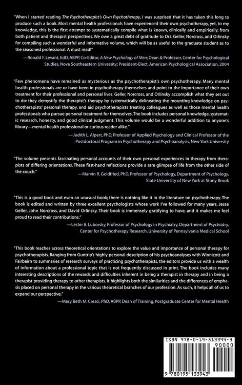 Produktbild: The Psychotherapist's Own Psychotherapy