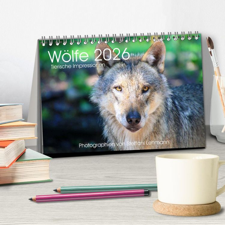 Produktbild: W&ouml;lfe 2026. Tierische Impressionen (Tischkalender 2026 DIN A5 quer), CALVENDO Monatskalender