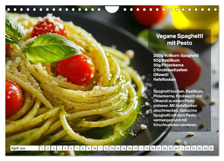 Produktbild: Veganes Soulfood - Leichte vegan Rezepte f&uuml;r jeden Monat (Wandkalender 2026 DIN A4 quer), CALVENDO Monatskalender