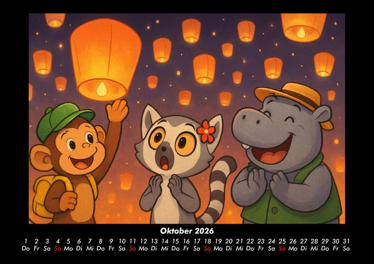 Produktbild: Milo, Lulu & Sash in Bangkok 2026 Fotokalender DIN A3