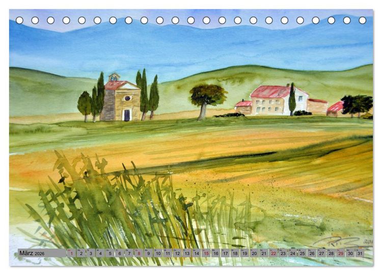 Produktbild: Toskana Aquarelle (Tischkalender 2026 DIN A5 quer), CALVENDO Monatskalender