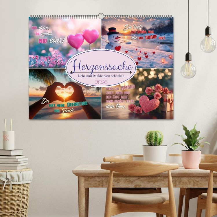 Produktbild: HERZENSSACHE Liebe und Dankbarkeit schenken (Wandkalender 2026 DIN A2 quer), CALVENDO Monatskalender