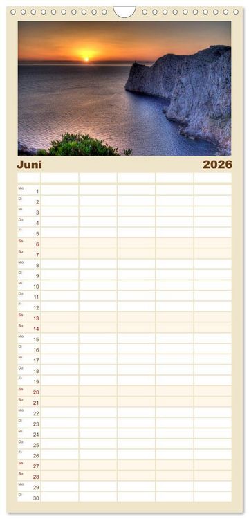 Produktbild: Familienplaner 2026 - Mallorca - Mallorquinische Tr&auml;ume mit 5 Spalten (Wandkalender, 21 x 45 cm) CALVENDO