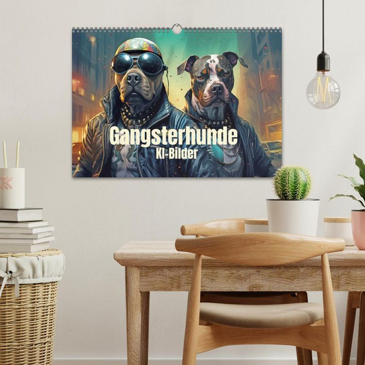 Produktbild: Gangsterhunde - KI-Bilder (Wandkalender 2026 DIN A3 quer), CALVENDO Monatskalender
