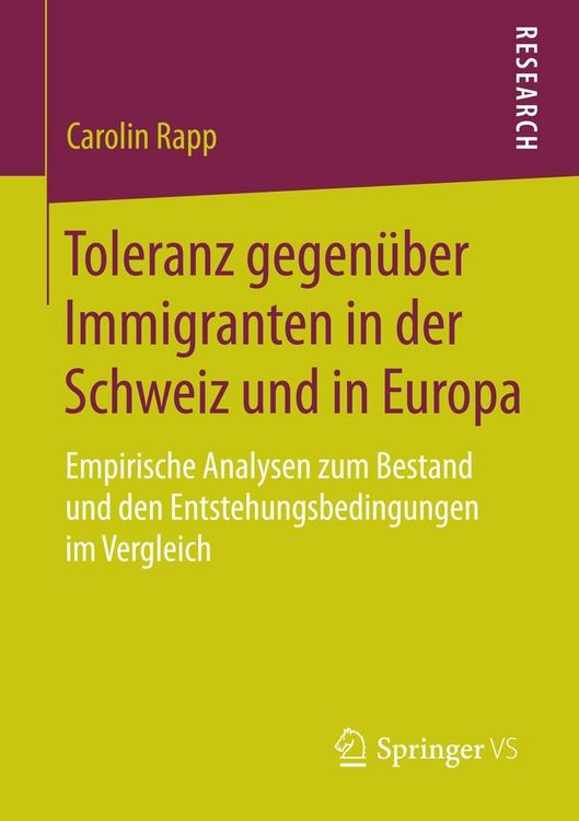Produktbild: Toleranz gegen&uuml;ber Immigranten in der Schweiz und in Europa