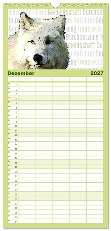 Produktbild: Familienplaner 2027 - Mein wildes Krafttier voller Achtsamkeit mit 5 Spalten (Wandkalender, 21 x 45 cm) CALVENDO